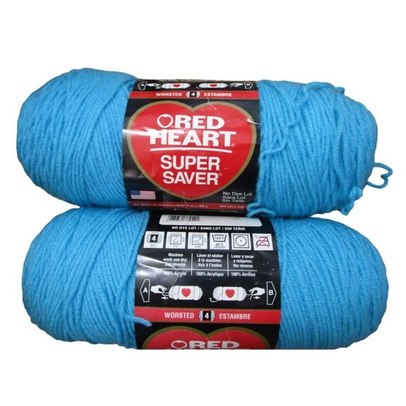 Red Heart Worsted Yarn Turqua Blue No Dye Lot One Full One Partial Skein - Picture 1 of 4